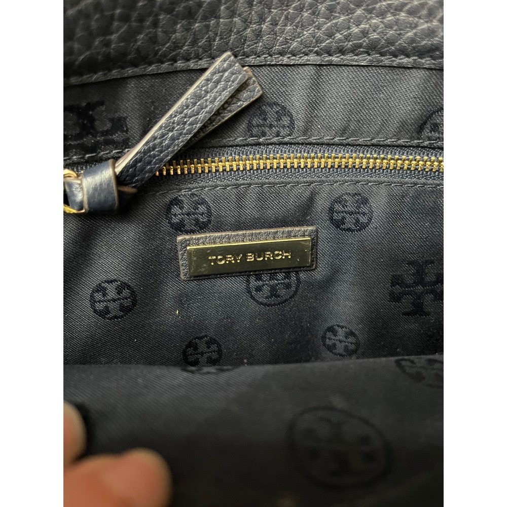 Tory Burch Britten Combo Crossbody Bag Navy Blue Pebbled Leather Luxury - Picture 3 of 8